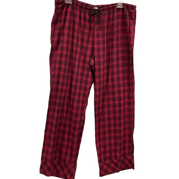 Victorias Secret Pajamas Flannel Plaid Long Sleeve Shirt Pants Red Black XL NWT - Picture 4 of 7